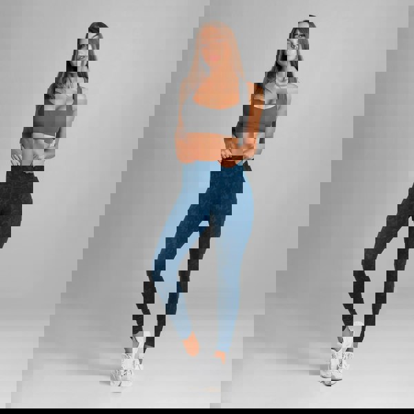 OOOOO Women's Workout Leggings Highwaist with Side Pockets & Camo Print, Blue