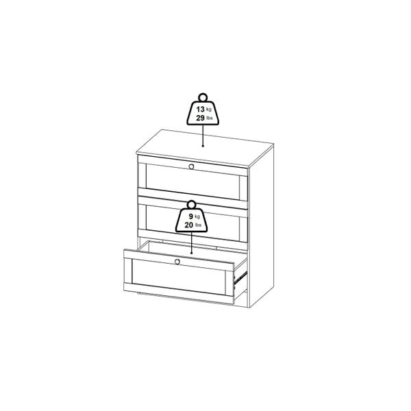 Wyld Haus Cherryfern White Wooden Chest 3 Frame Drawers