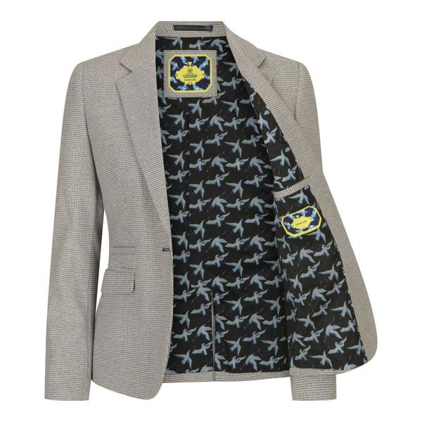 House of Cavani Women's Beige Tweed Tailored Fit Wool Blend Blazer