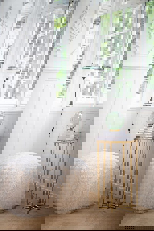 Long Wool Sheepskin Pouf