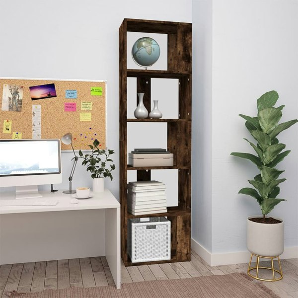 Berkfield Book Cabinet Smoked Oak 45x24x160 cm Engineered Wood
