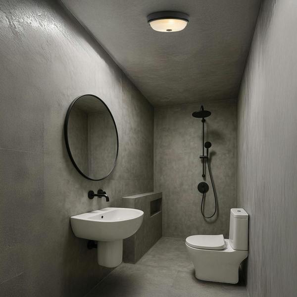 Sensor IP44 Bathroom Ceiling Light in Matte Black with Multi Functions Image 6