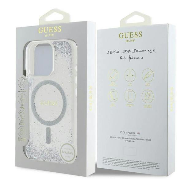 Guess Resin Gradient Glitter Hardcase with MagSafe for iPhone 16 Pro Max 6.9" Silver - GUHMP16XRGRGES
