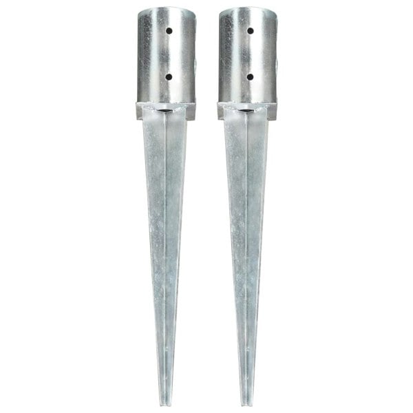 Berkfield Ground Spikes 2 pcs Silver 8x61 cm Galvanised Steel