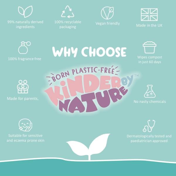 Kinder by Nature Water-Based Baby Wipes - 56 wipes x 12 packs