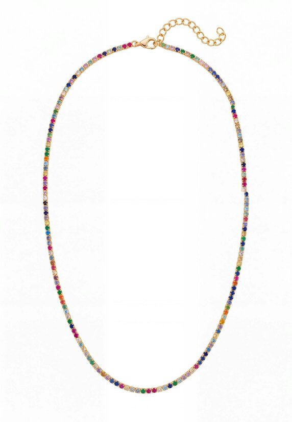 Latelita Tennis Necklace Vibrant Rainbow Cz Gold