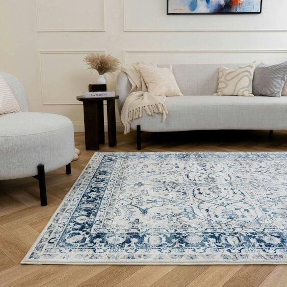 The Rugs Montana Bordered Navy Rug | 4070