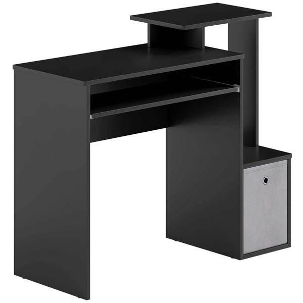 Bobobiy Computer Desk with Sliding Keyboard Tray Storage Drawer Shelf Home Office Workstation Black