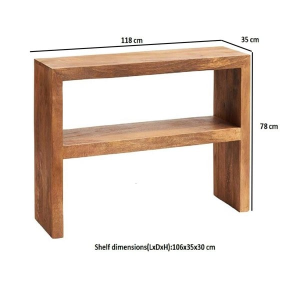 IH Design Logan Light Mango Console Table with Shelf