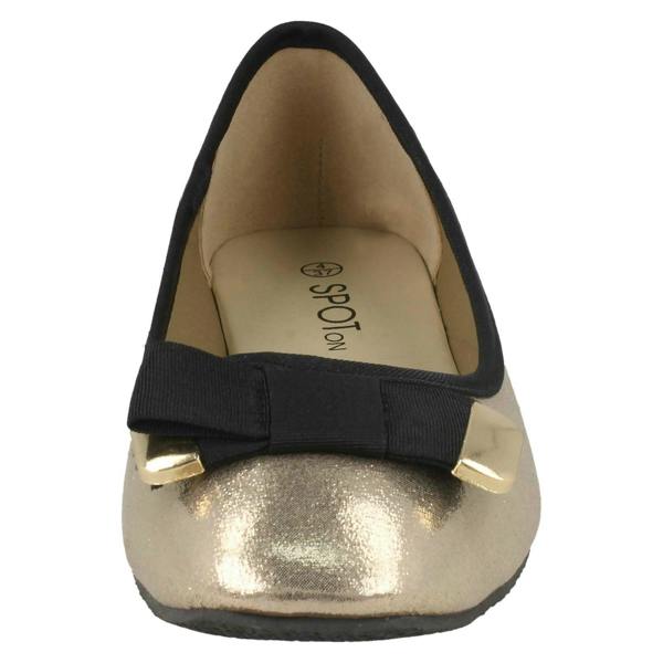 Spot On Ladies Spot On Ribbon Bow Vamp Ballerinas