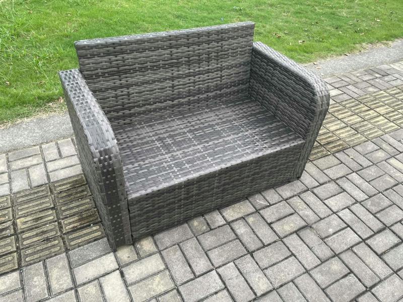 Fimous 2 Seater Curved Arm Rattan Love Sofa Patio Outdoor Garden Furniture With Cushion