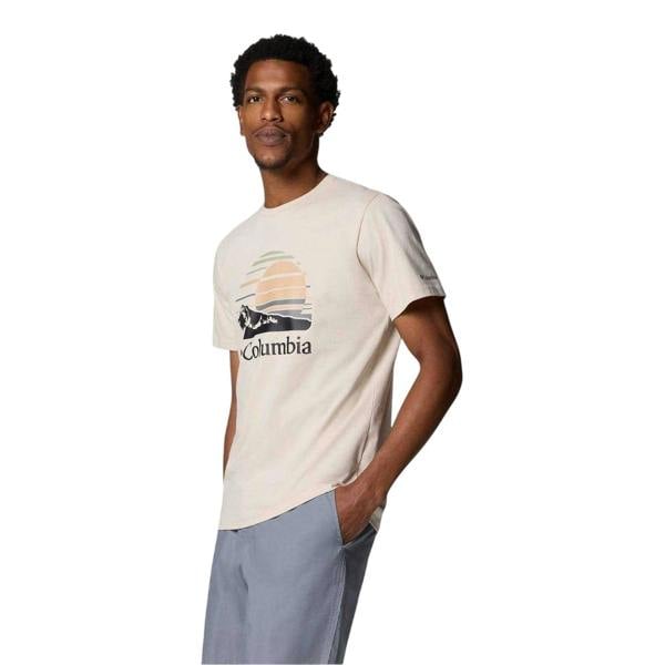 Columbia Mens Path Graphic Print Crew Neck Regular T-Shirt - Stone - 