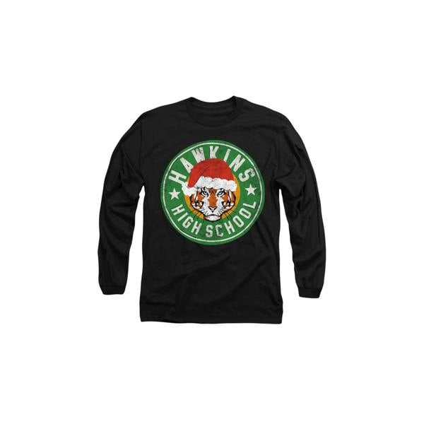 Stranger Things Unisex Adult Hawkins High School Christmas Logo T-Shirt - Black - 