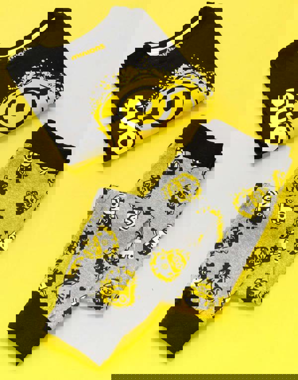 Minions Boys Black Long Sleeve Long Leg Pyjama Set