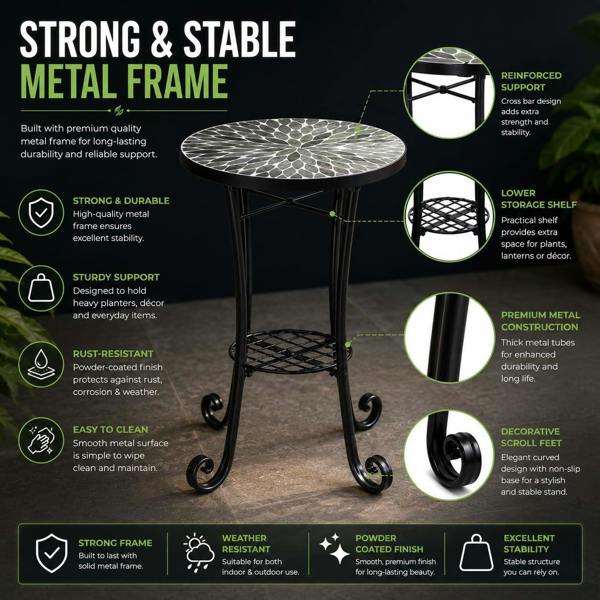 35cm Leaf Mosaic Plant Stand/Side Table image 6