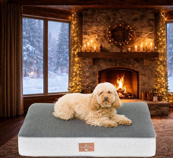 Snug and Cosy Pets Heritage Tweed Orthopaedic Pet Lounger - Comfort & Support