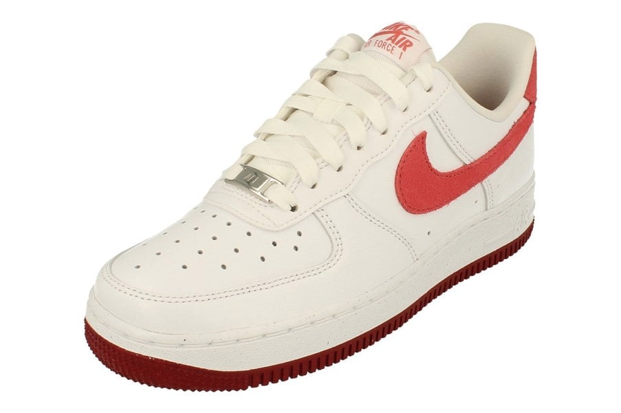 Nike Womens Air Force 1 07 Trainers Fq7626  100 - White Adobe Team Red 100 - Photo 0