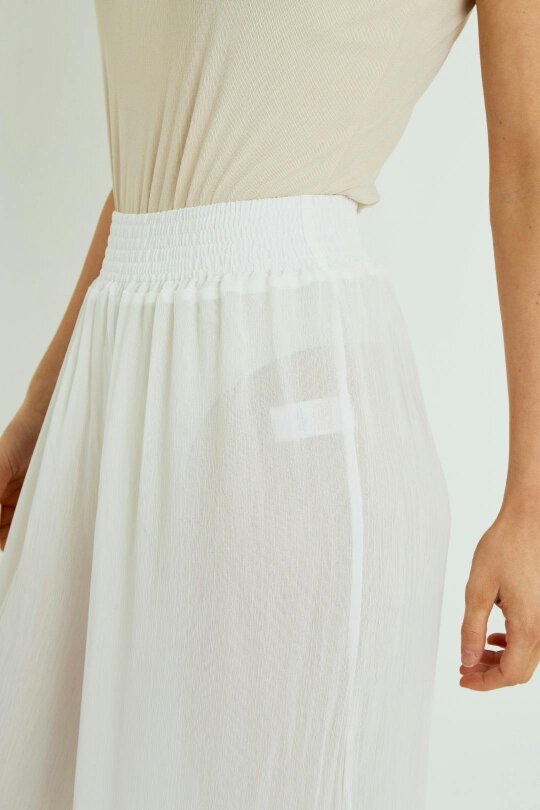 Elaina Fashion Chiffon Wide Leg Beach Trousers – White