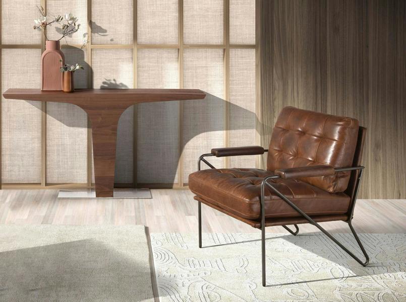 Angel Cerdá Rectangular Walnut Console With Chrome-plated Steel BASE 3030