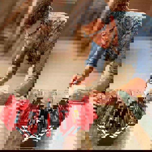 Dyzi Metal Cantilever Tool Box 3-Tier 5-Tray Steel Storage Organizer 43cm Red