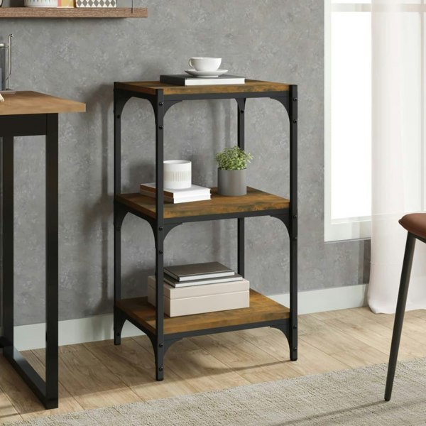 Berkfield Book Cabinet Smoked Oak 40x33x70.5 cm Engineered Wood and Steel