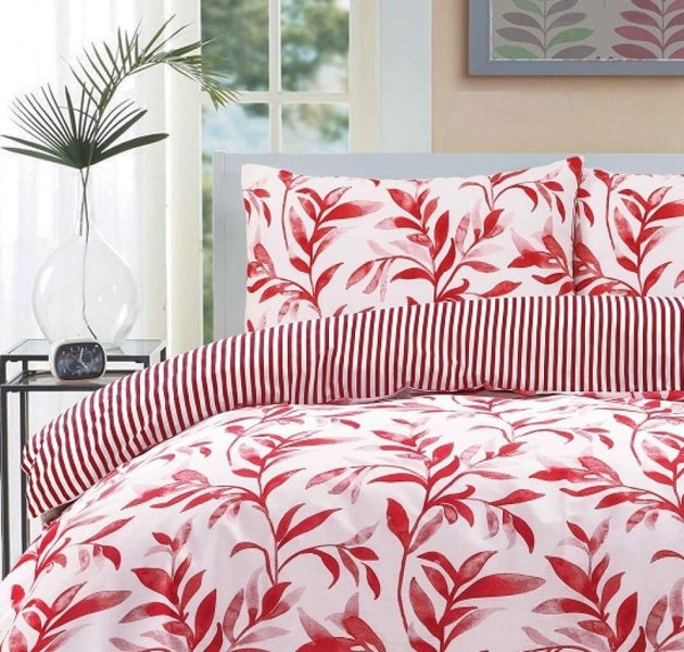 HomeSpace Direct Ellie Red Reversible Duvet Cover Set