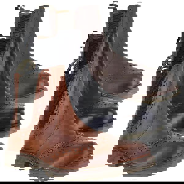 Catesby Mens Pull On Leather Brogues Chelsea Dealer Ankle Boots