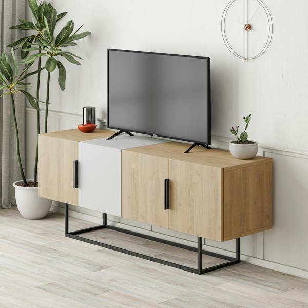 Decortie Tontini Modern TV Unit Multimedia Centre with Storage TV Cabinet 140cm