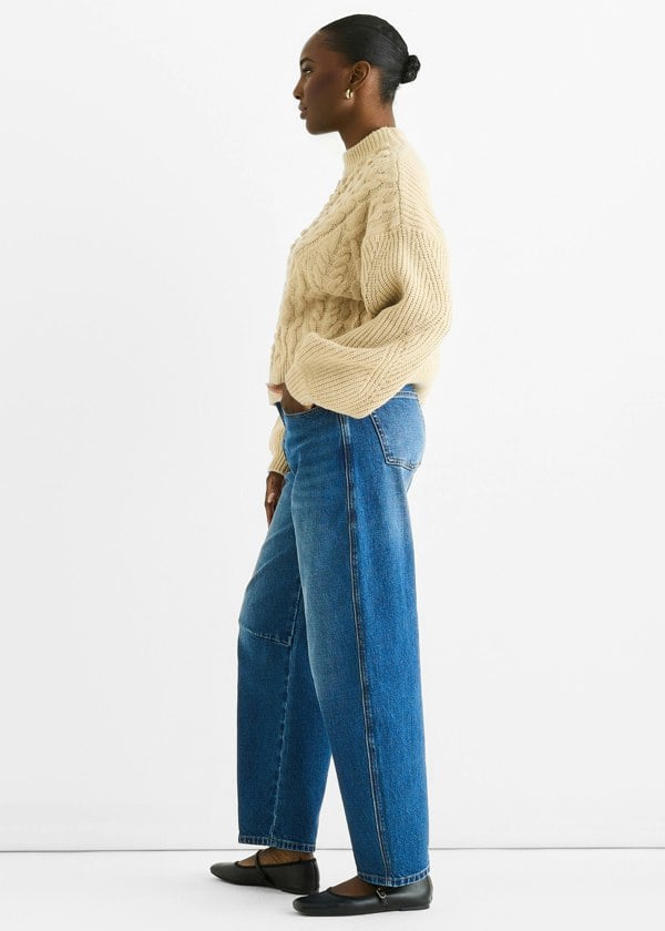 Gini London Beige Chunky Knit Oversized Jumper