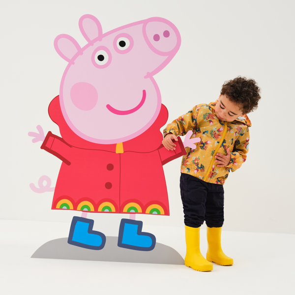 Regatta Childrens/Kids Muddy Puddle Peppa Pig Floral Hooded Waterproof Jacket - Glowlight Yellow