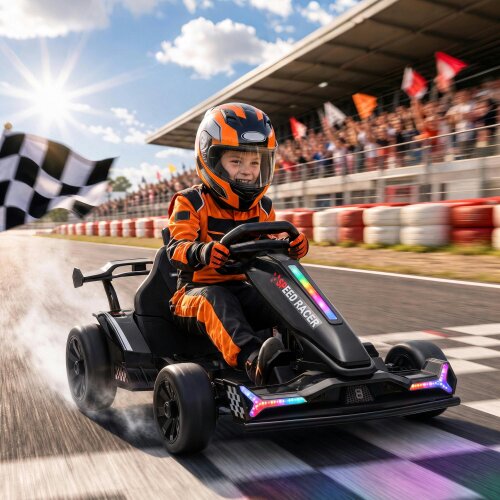 AIYAPLAY 24V Electric Go Kart for Kids, Racing Kart Drift Mode Black