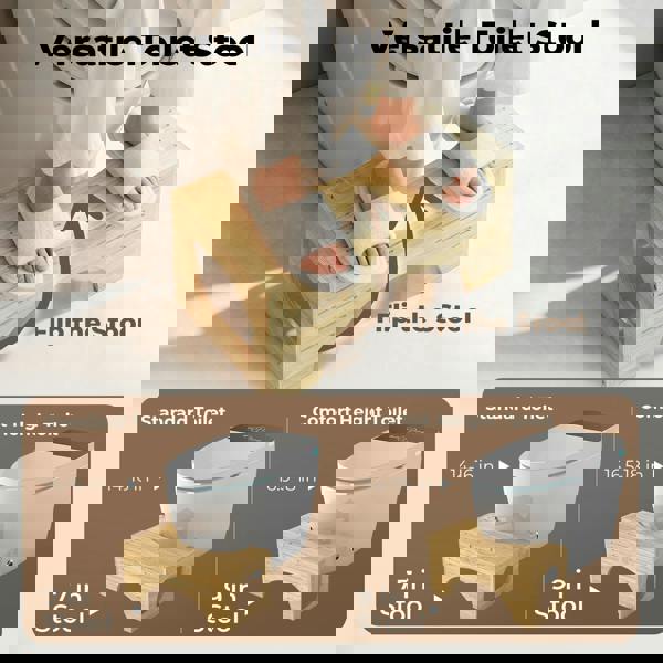 Levede Bamboo Squatty Potty Squatting Toilet Poop Stool Bathroom Non-Stick