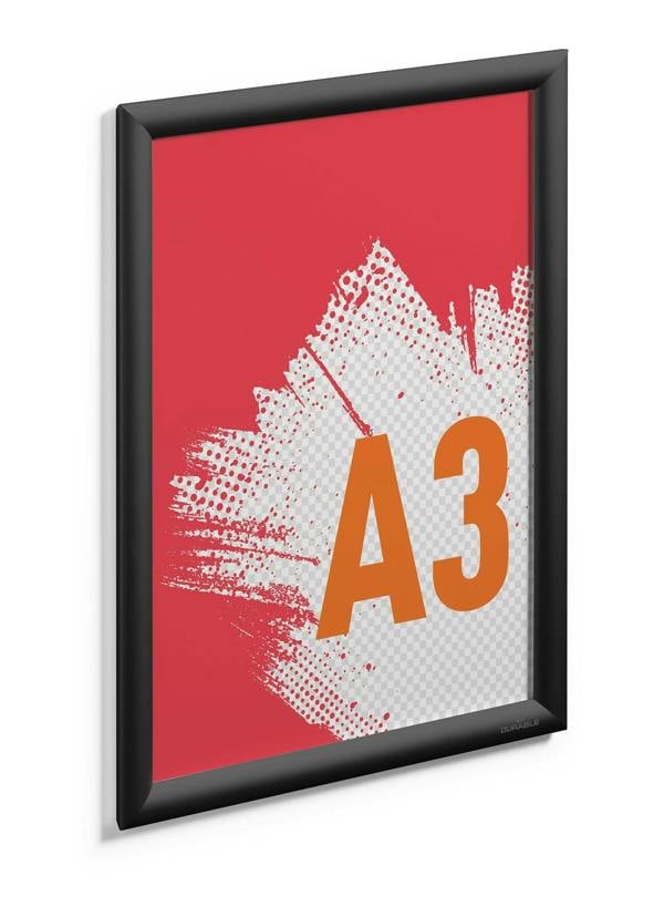 Durable Aluminium Snap Frame Retail Clip Poster Holder Notice Board | A3 Black