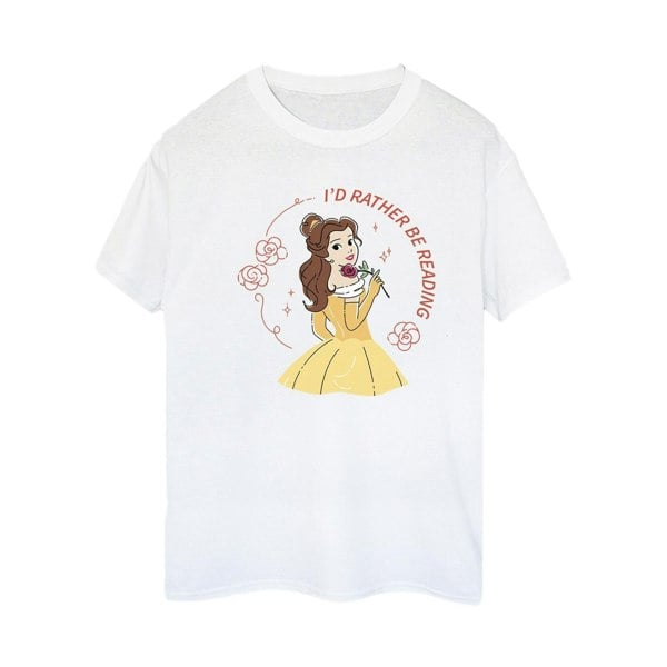 Disney Womens/Ladies Beauty And The Beast I´d Rather Be Reading Cotton Boyfriend T-Shirt - White