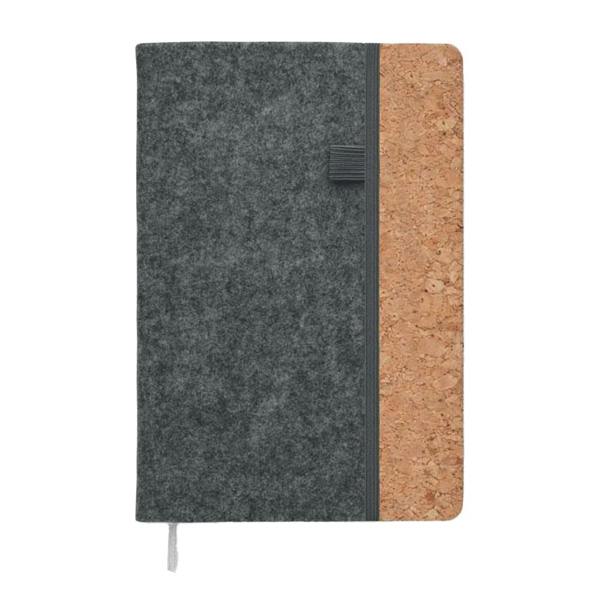MidOcean Corkbook RPET A5 Notebook - Stone Grey - 