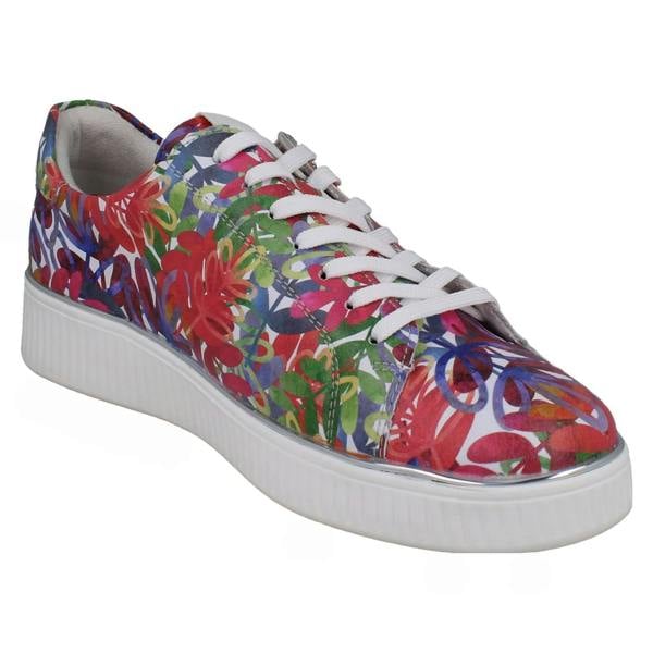 Remonte Ladies Remonte Floral Leaf Pattern Leather Trainers D2E02