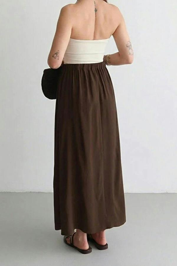 WOVCOR Modal Long Maxi Skirt with Elastic Waist