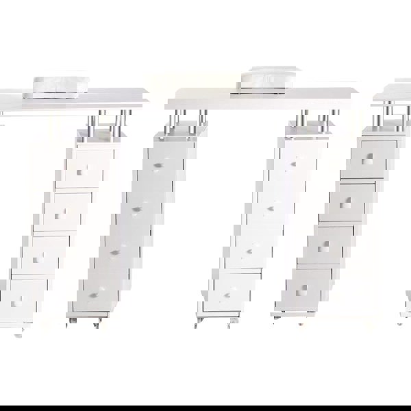 120cm Wide White Professional Manicure Table on Wheels with 8 Drawer Dressing Tables Living and Home