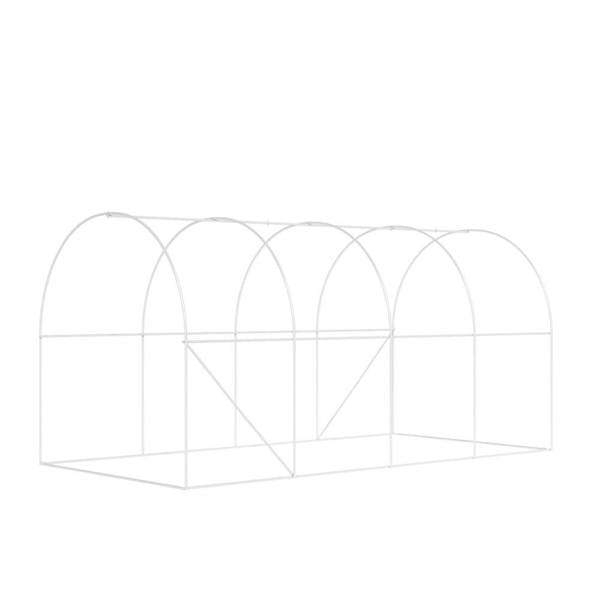 Living and Home Outdoor White Walk-in Tunnel Greenhouse with Steel Frame