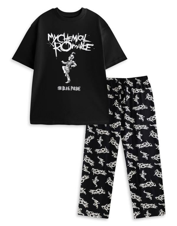 My Chemical Romance Mens Black Logo Short Sleeve Long Leg Pyjama Set