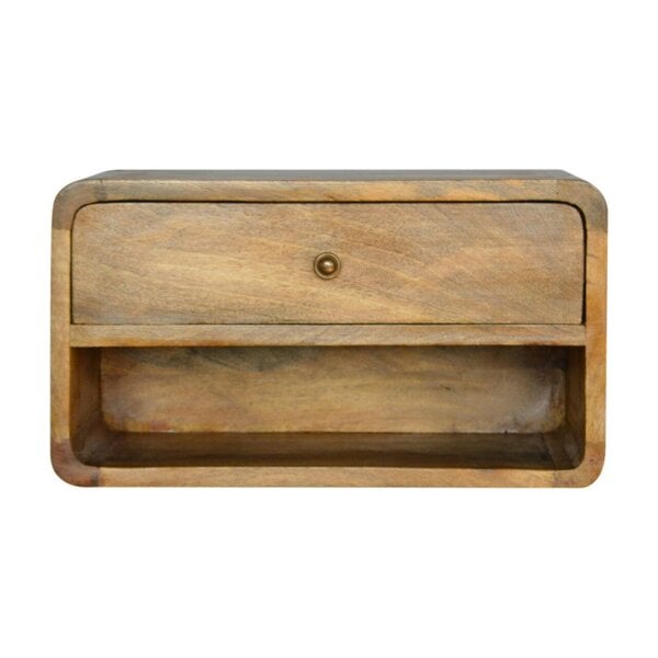 Wyld Haus Perugia Floating Curve Natural Mango Wood Open Slot Bedside Table