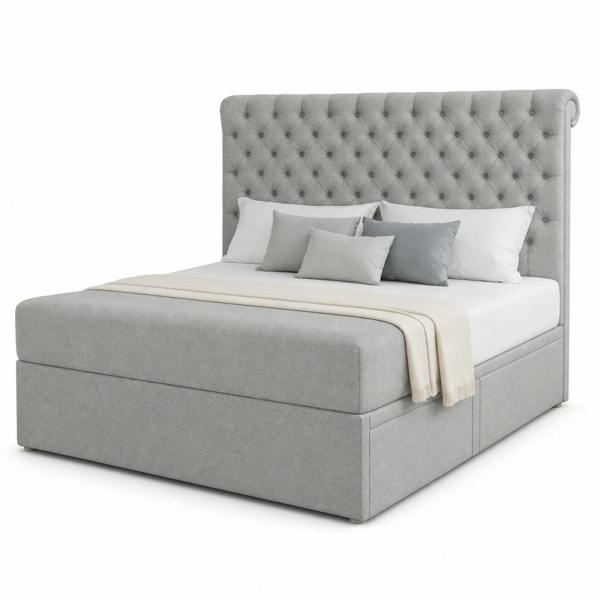 Great British Beds Sleigh Divan Bed - Silver Plush