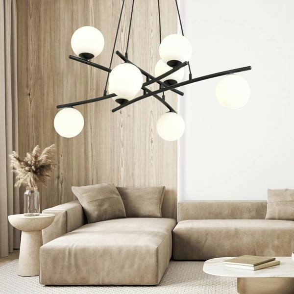 Emibig ESSA Pendant lamp 8 x E14 Black with White Shade
