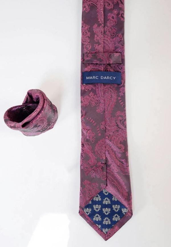MARC DARCY Paisley Tie & Pocket Square Set - Berry