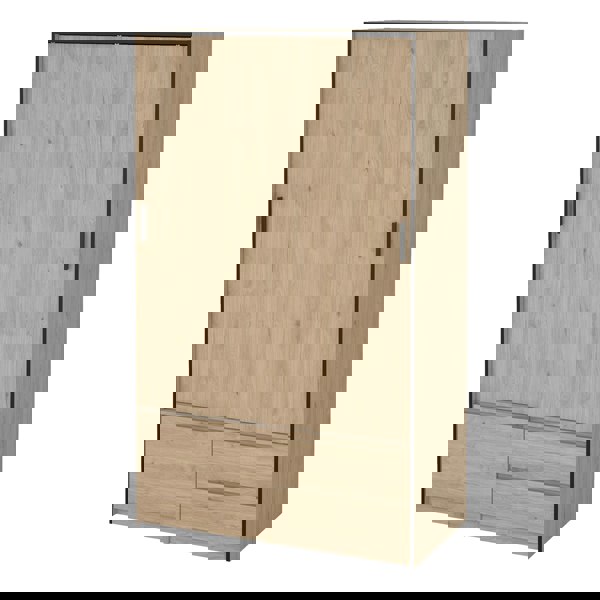 Furniture To Go Line Wardrobe with 2 Sliding Doors 1 Small Door and 2 Drawers in Jackson Hickory Oak