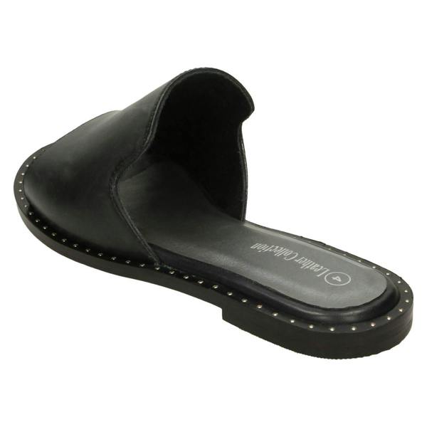 Leather Collection Ladies Leather Collection Flat Slipper Cut Mules F00202