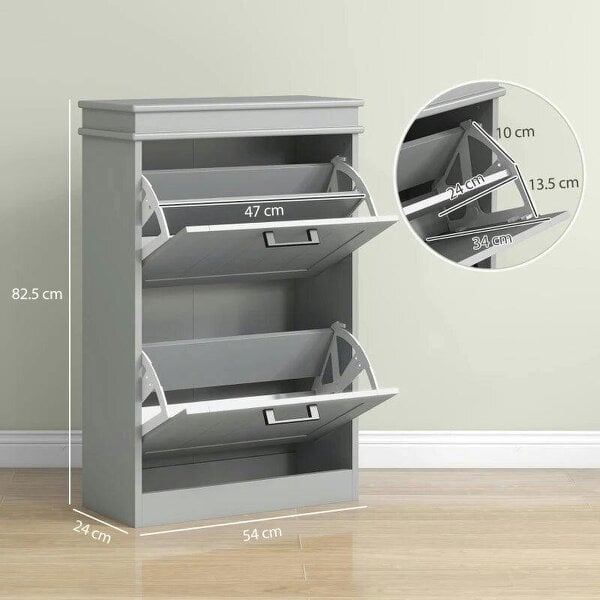 Bobobiy Two-Drawer Minimalistic 10-Shoe Cabinet - Grey