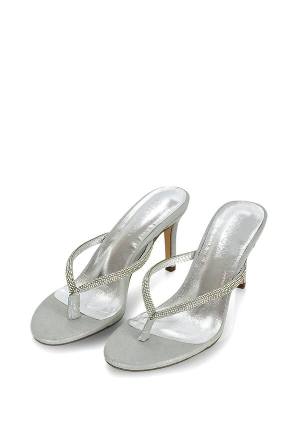 XY LONDON Thong Strap Slip On Stiletto Diamante Heeled Sandal Mules