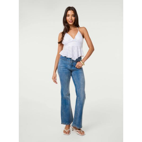 Pink Vanilla Broderie Hanky Hem Halter Neck Top
