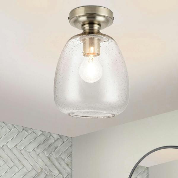 COSYLYTE Buxton Bathroom Bubble Glass Ceiling Light - Antique Brass